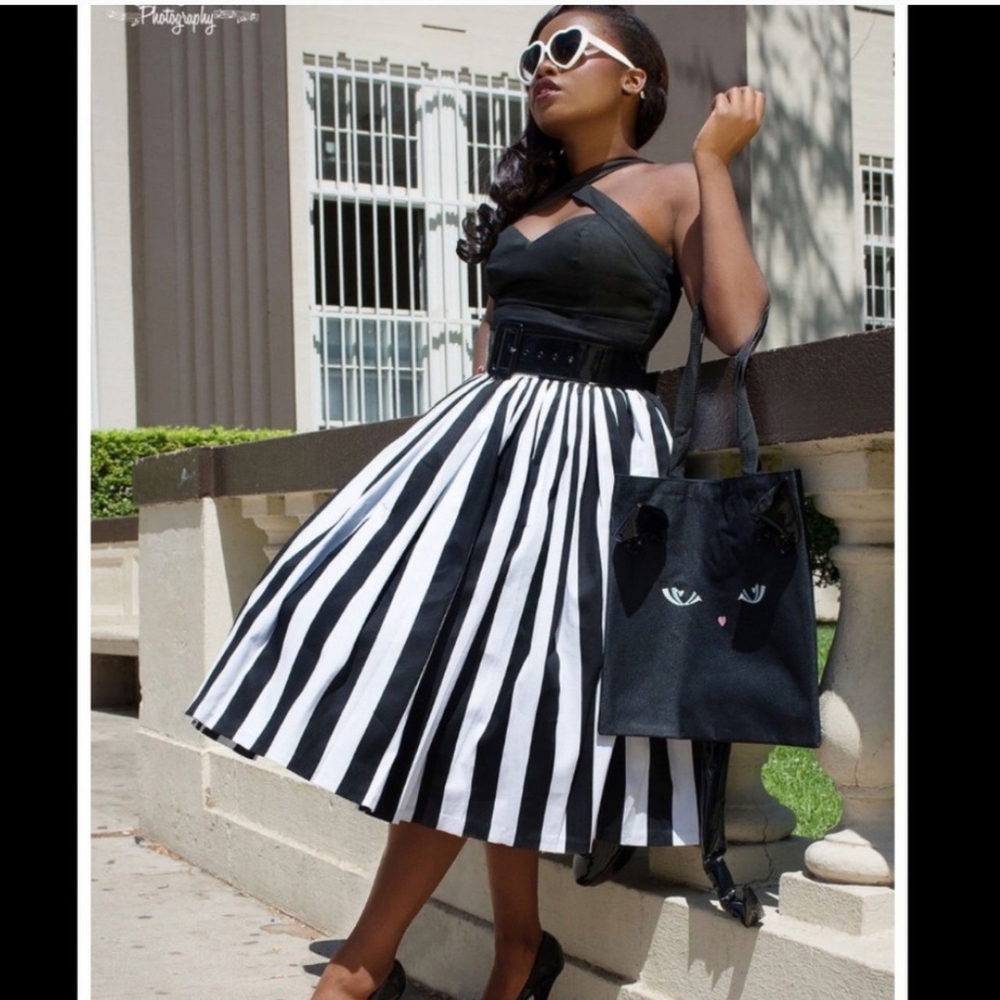 Pinup Girl Clothing Gothic Striped Retro Skirt